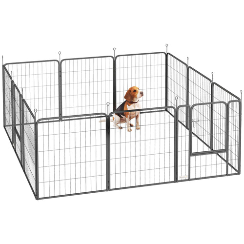 12 Panels Heavy Duty Dog Playpen with Doors, for Medium Dogs, 80cm High, Black-0