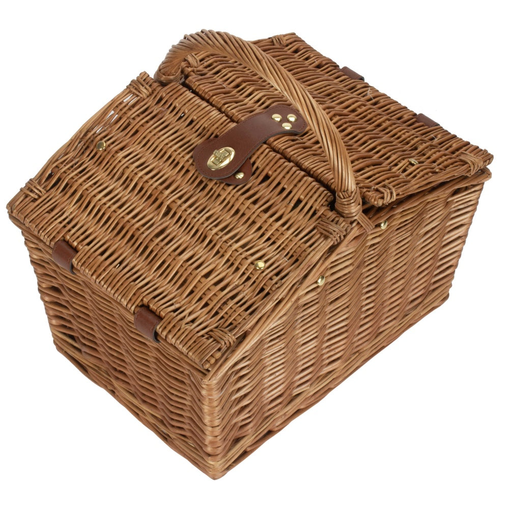 2 Person Butterfly Lidded Fitted Wicker Picnic Basket-2