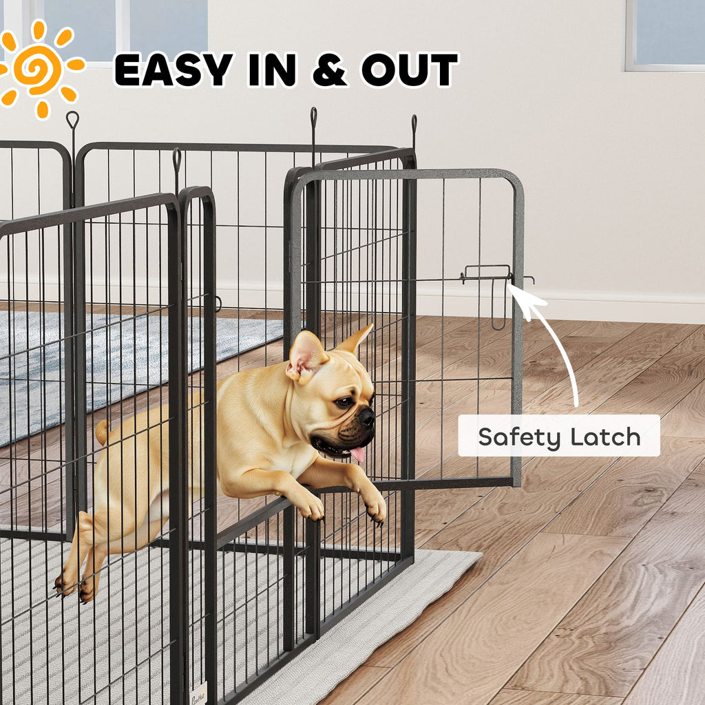 12 Panels Heavy Duty Dog Playpen with Doors, for Medium Dogs, 80cm High, Black-4