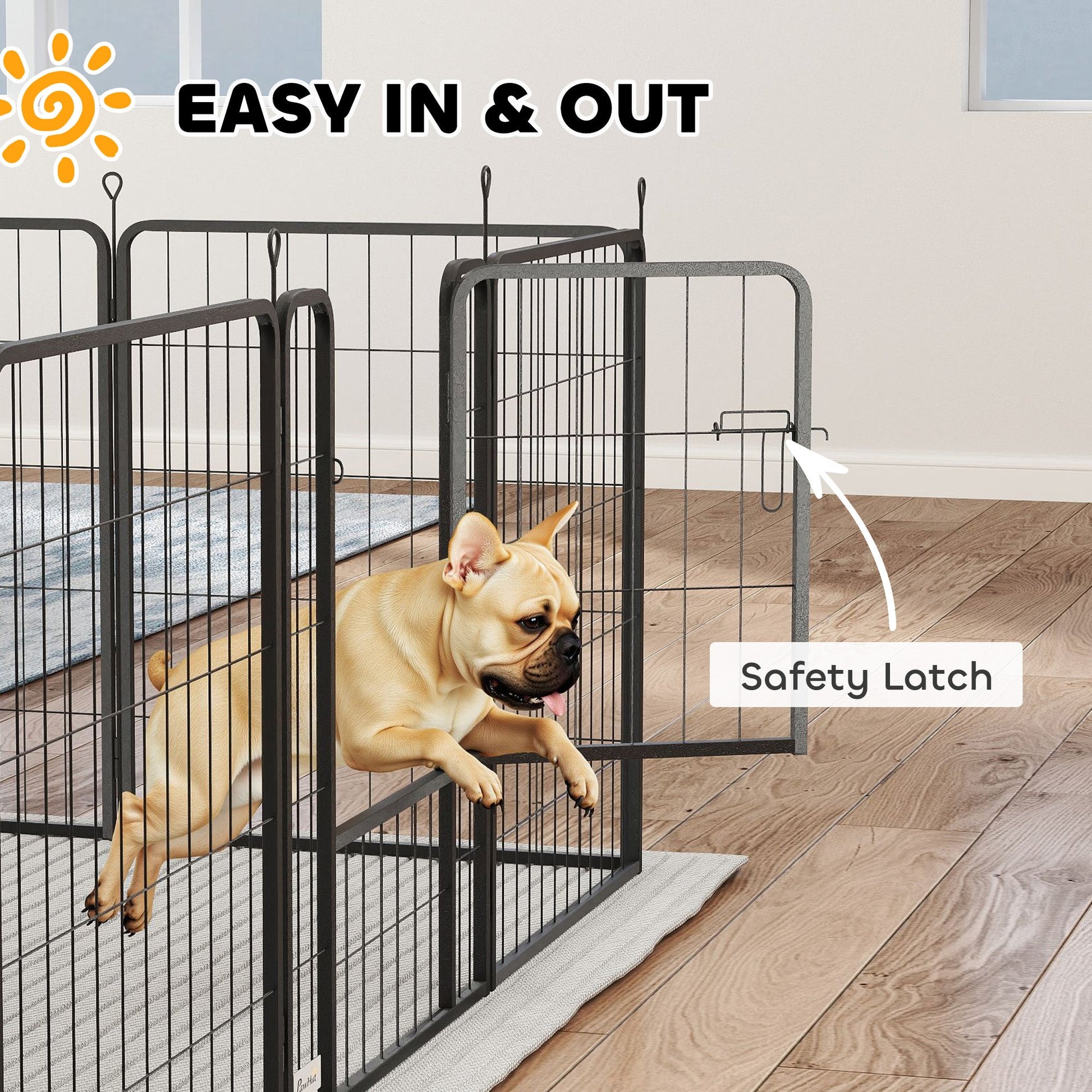 12 Panels Heavy Duty Dog Playpen with Doors, for Medium Dogs, 80cm High, Black-4