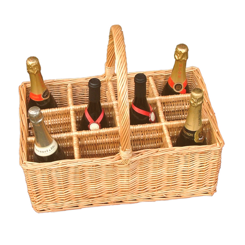 12 Bottle Carrier Wicker Drinks Basket-0